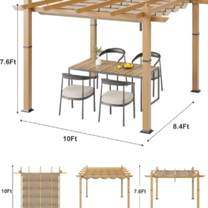 Outdoor Pergola With Retractable Canopy